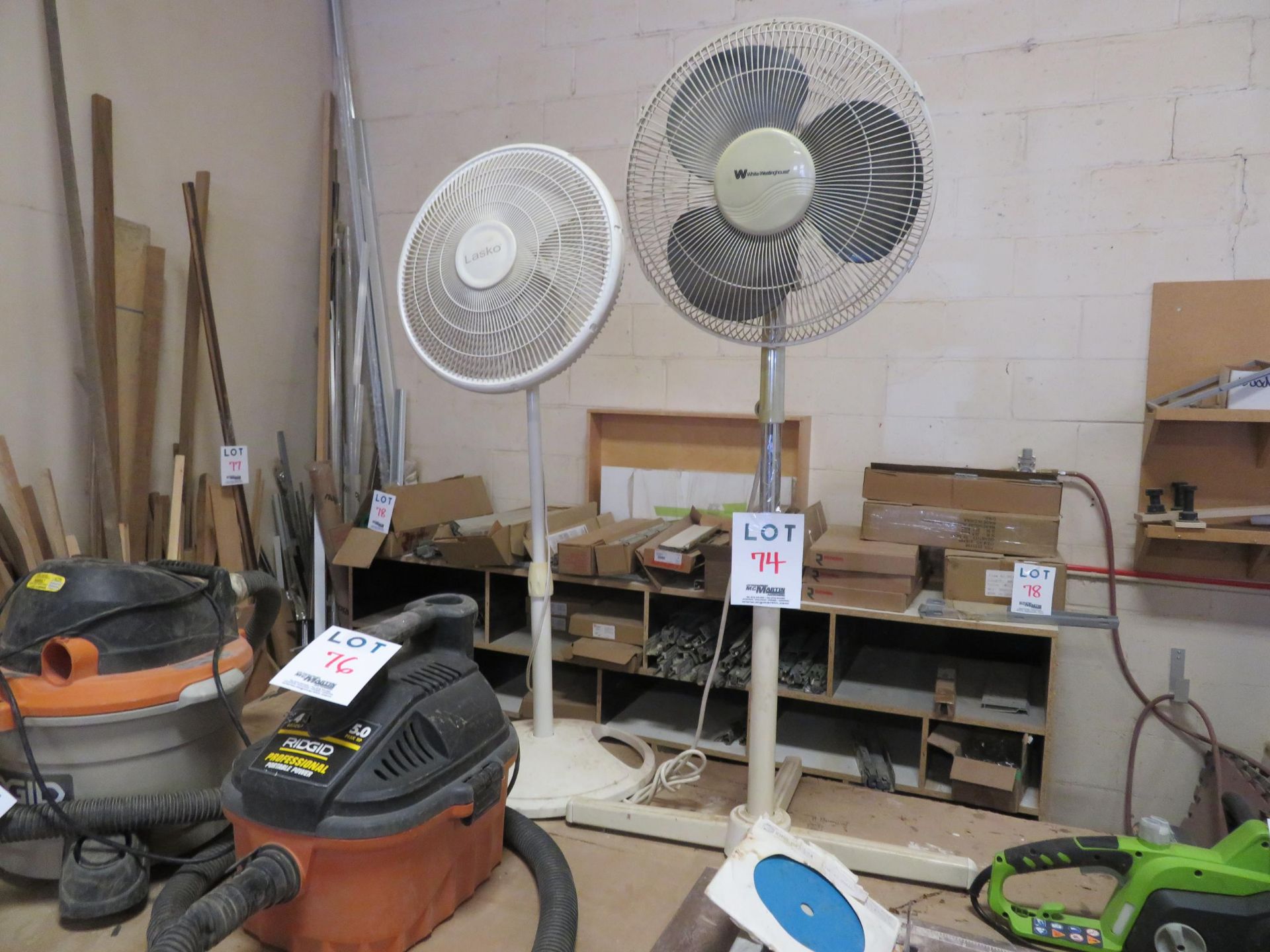 LOT including WHITE WESTINGHOUSE fan on stand (qty 2)