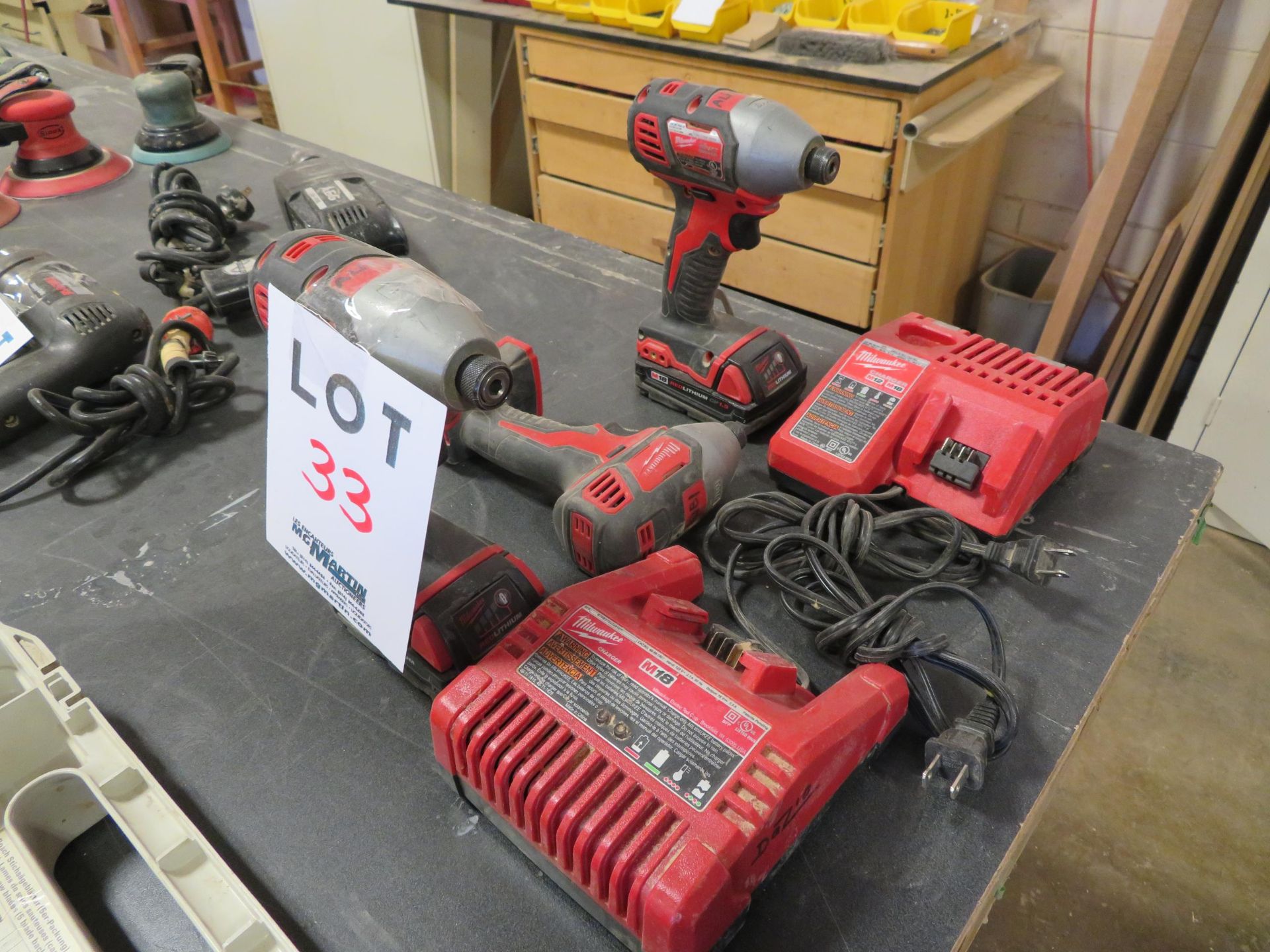 LOT including MILWAUKEE impact drivers (qty 3) ***PLEASE NOTE THAT 1 OF THEM HAS NO BATTERY*** - Image 2 of 2