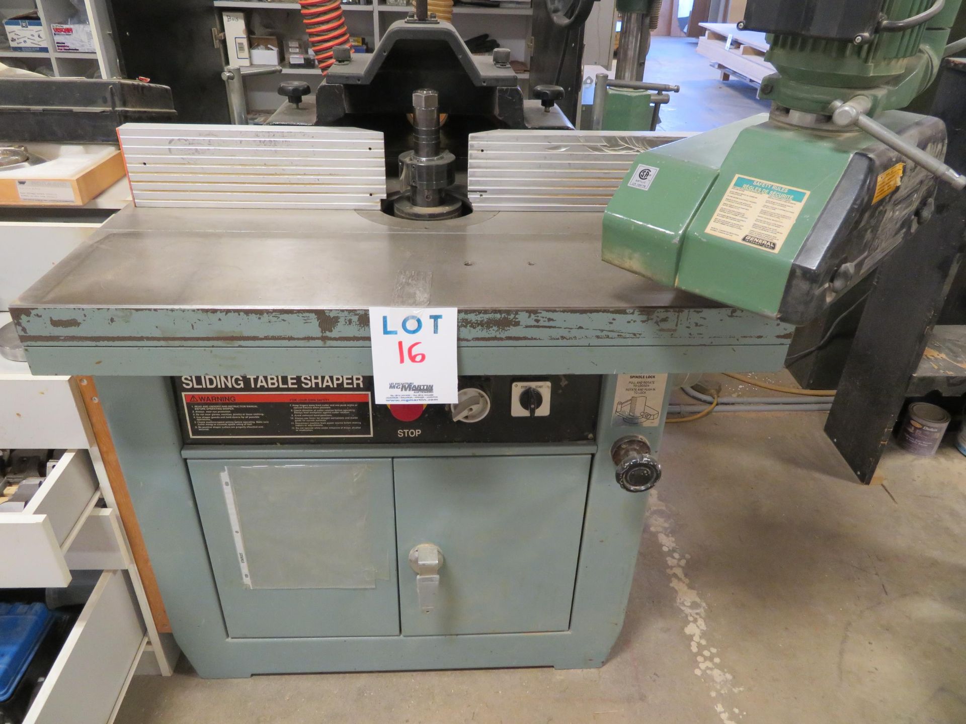 DELTA 5 speed sliding table shaper, Mod# 43-797C, HP 7.5. 575 Volts, 3 PH, 60 HZ, with GENERAL