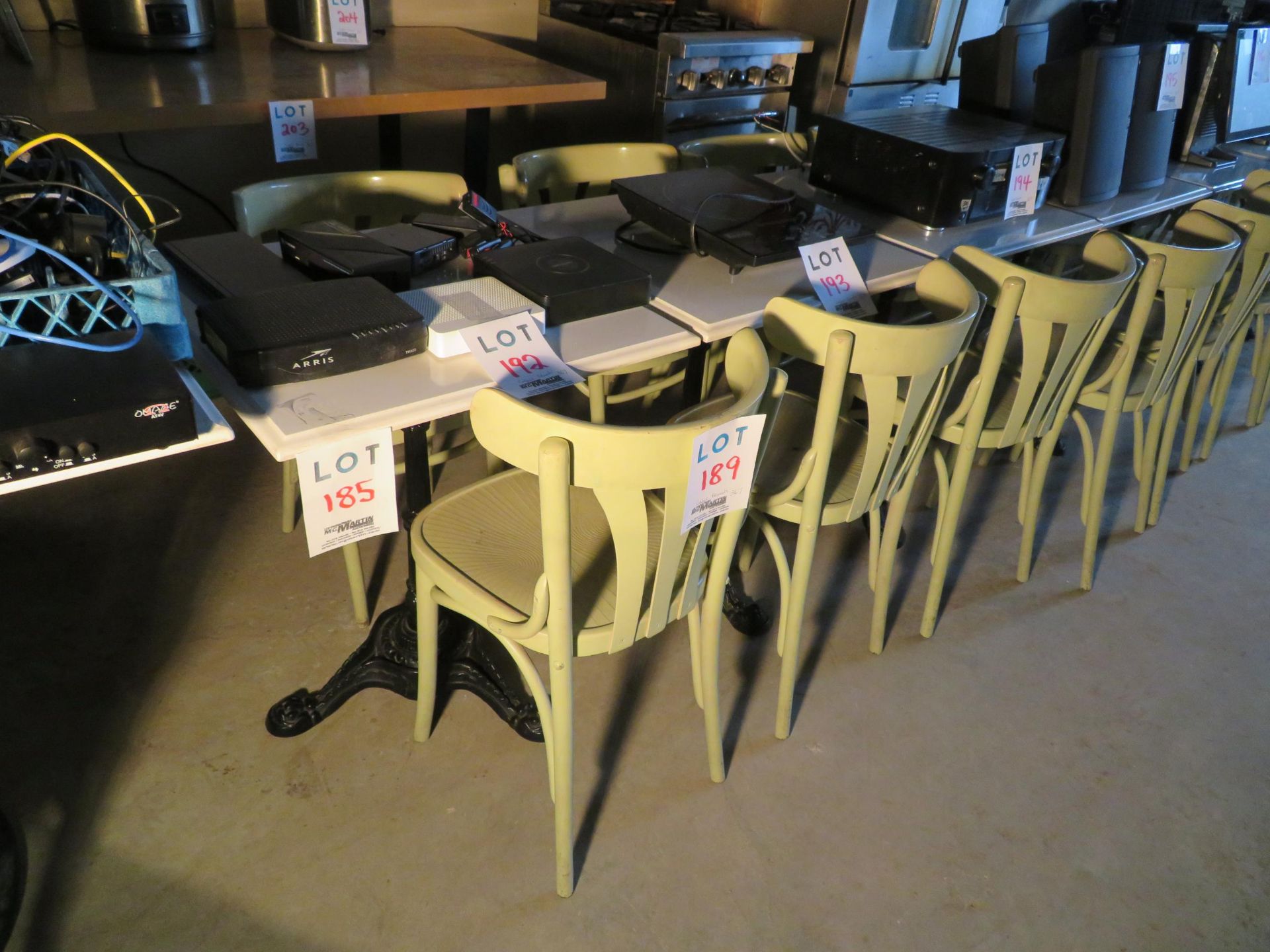 LOT including dining room tables approx. 24" x 24" (qty 4)