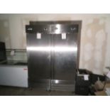 CANCO 1 door stainless steel upright refrigerator on wheels, Mod # SSR-650, approx. 28"w x 32"d x