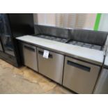 3 door refrigerated preparation table, Mod # MPT-072-SA, approx. 72"w x 32"d x 36"h