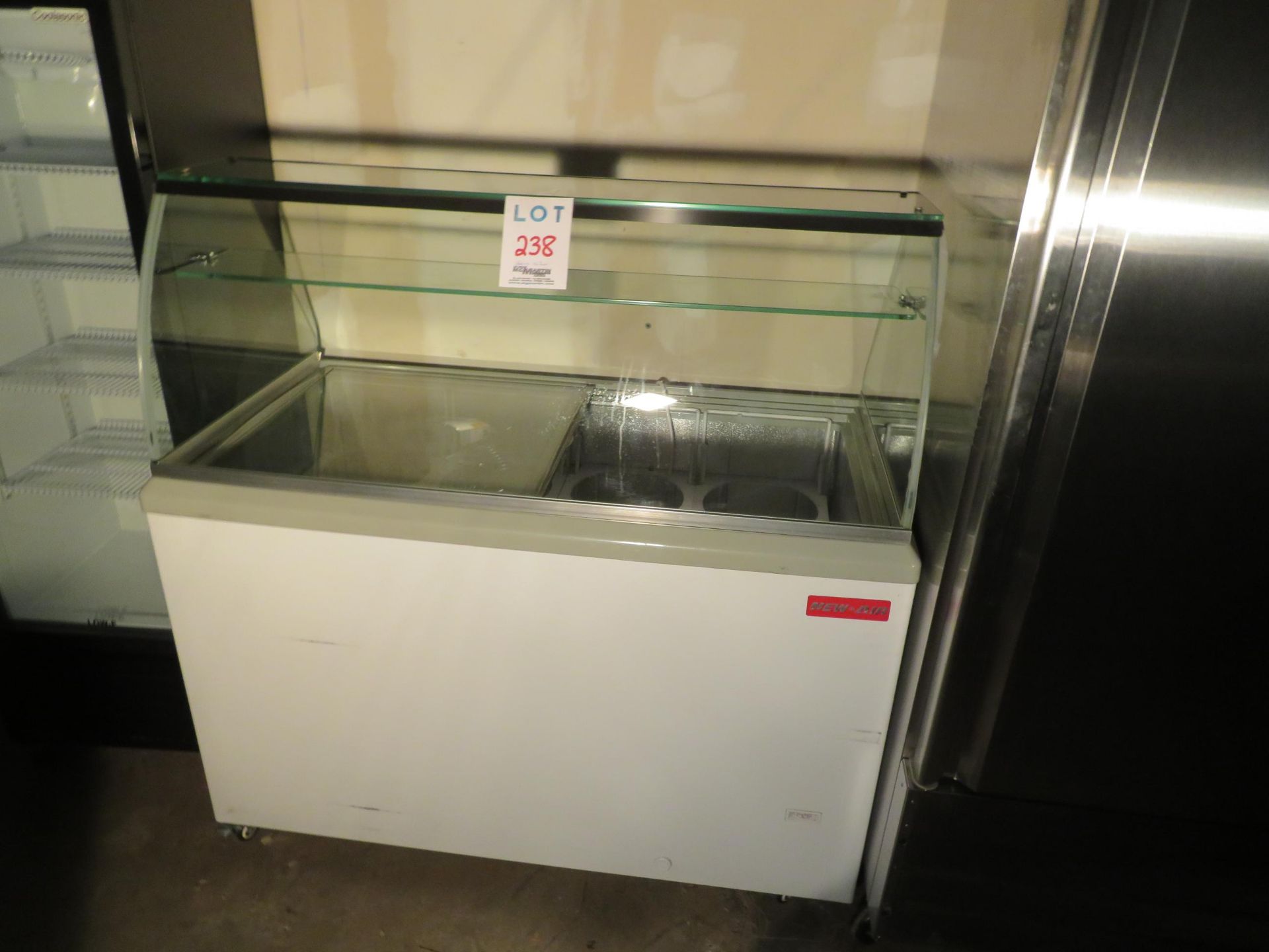 NEW AIR ice cream display glass freezer unit on wheels, Mod #NIF-50-DC approx. 50"w x 28"d x 50"h
