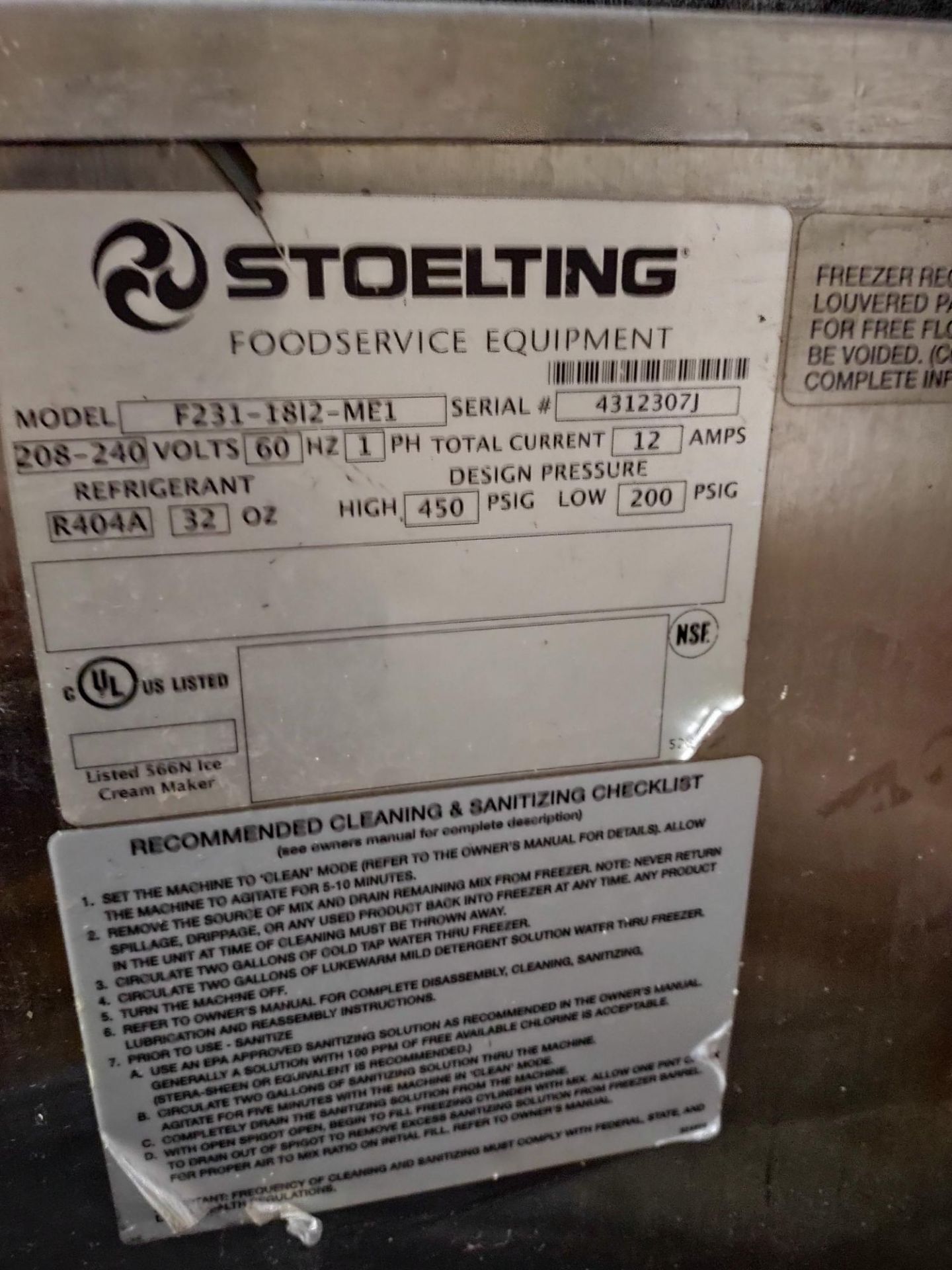 STOELTING 3 head ice cream machine Mod # F231-1812-MEI approx. 19"w x 28"d x 57"h (located offsite - Image 2 of 2