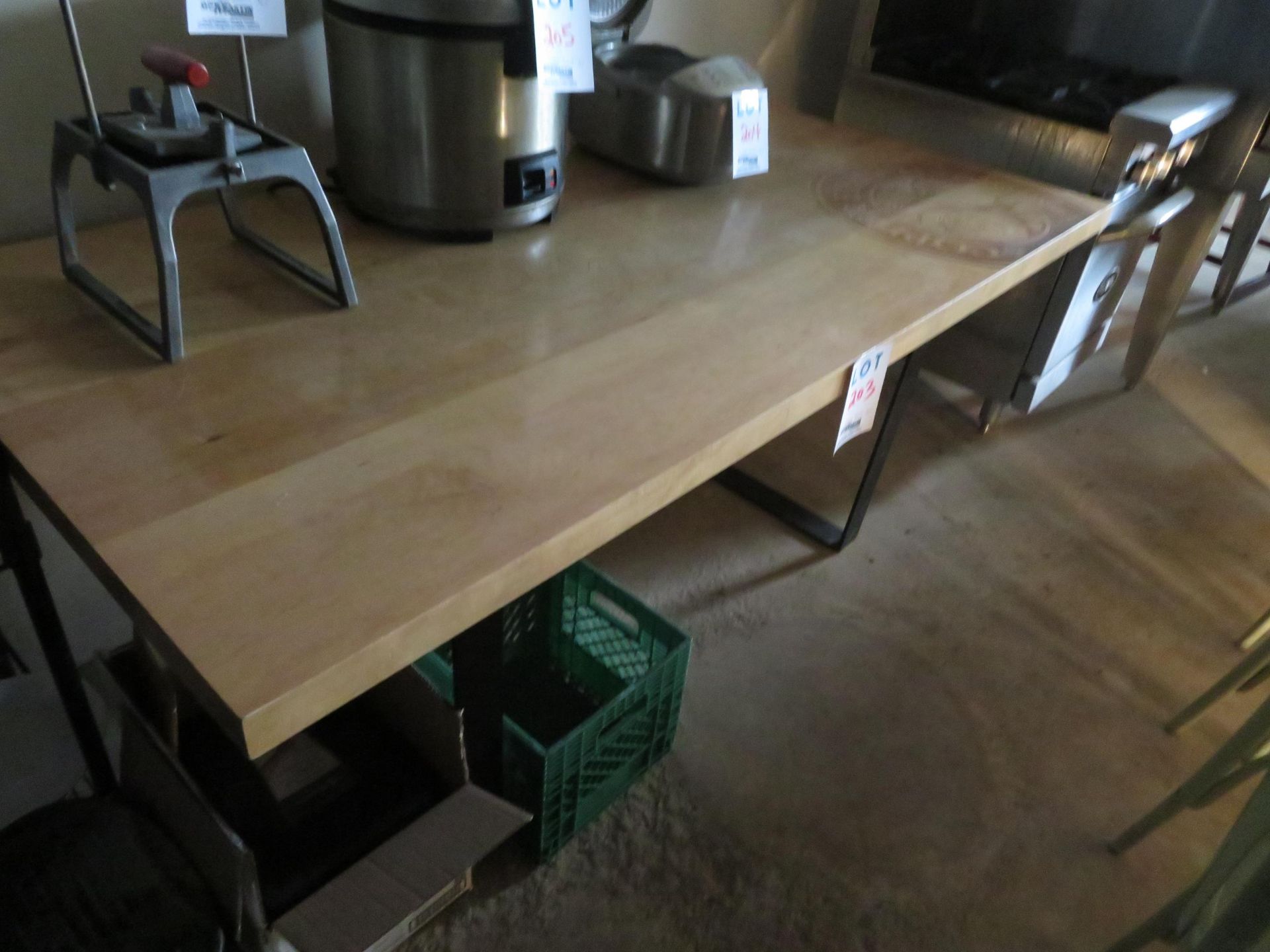 Table with wood top approx. 72"w x 36"