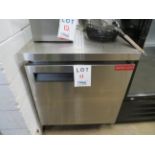 NEW AIR 1 door glass undercounter refrigerator on wheels, Mod # NGR-029-SS, approx. 29"w x 32"d x