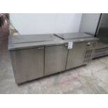 INOX FAB 3 door stainless steel refrigerated table, Mod # TSBCI-84-32 approx. 84"w x32"d x 36"h