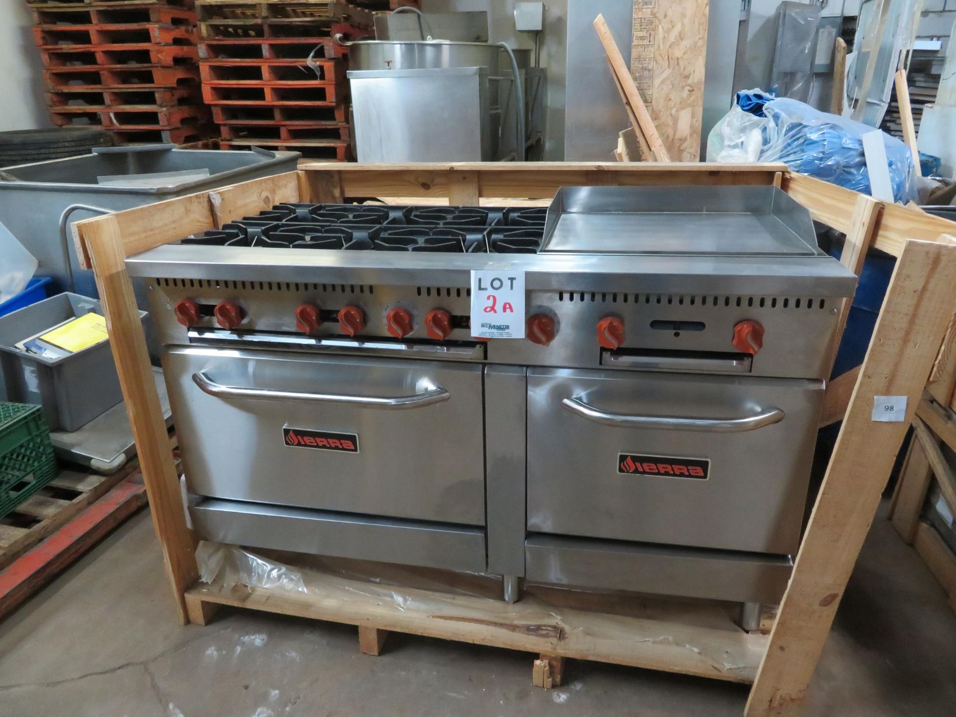 Brand New SIERRA combination gas 60"range with 6 burners and 24" hot plate/griddle, Mod #SR-6B-24G-