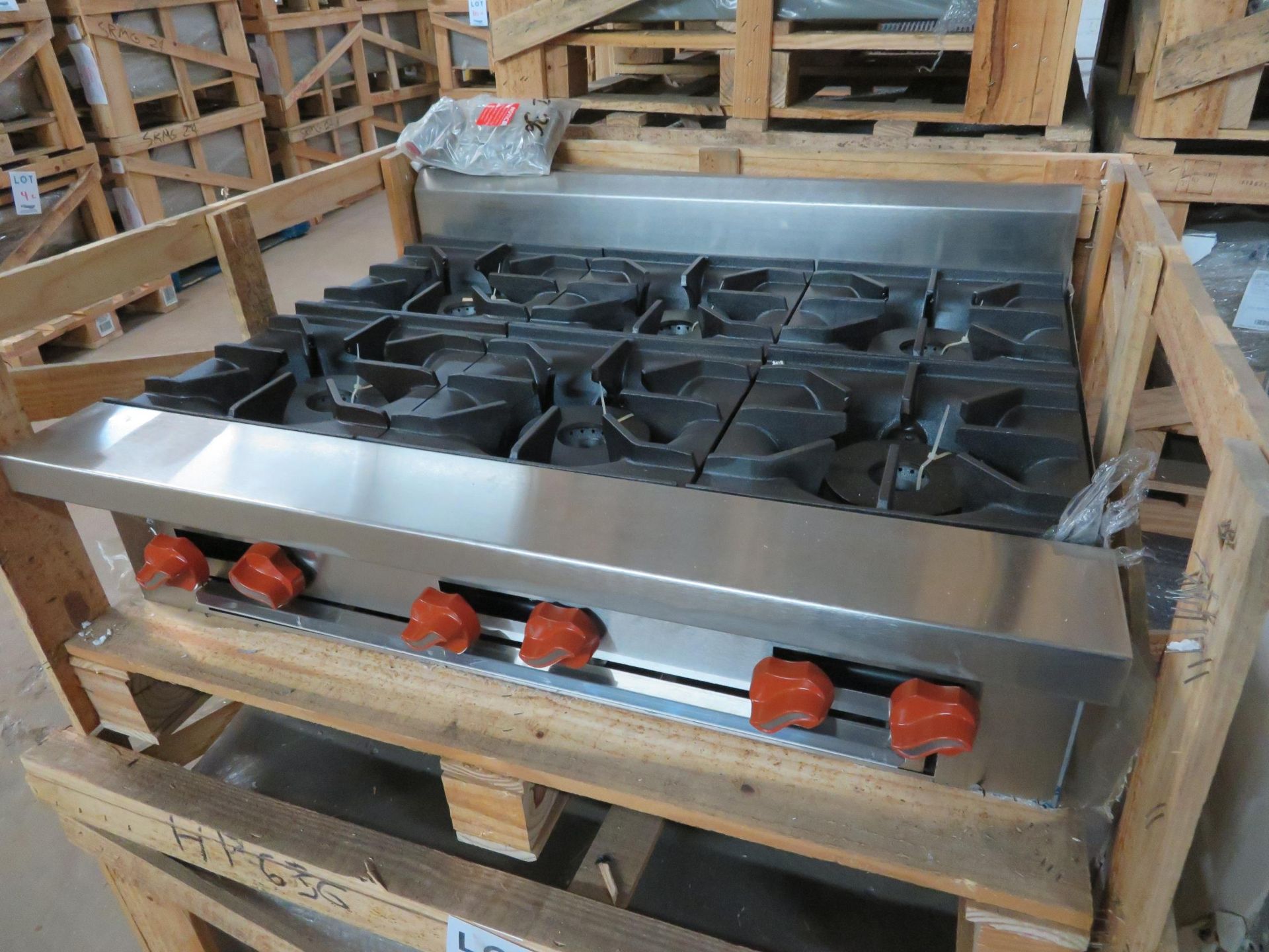 Brand New SIERRA gas 36"hot plate with 6 burners, Mod #SR-HP-6-36, approx. 36"w x 30"d x 9"h - Image 2 of 2