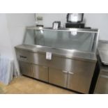 Stainless steel refrigerated display counter on wheels approx. 72"w x 35"d x 54"h