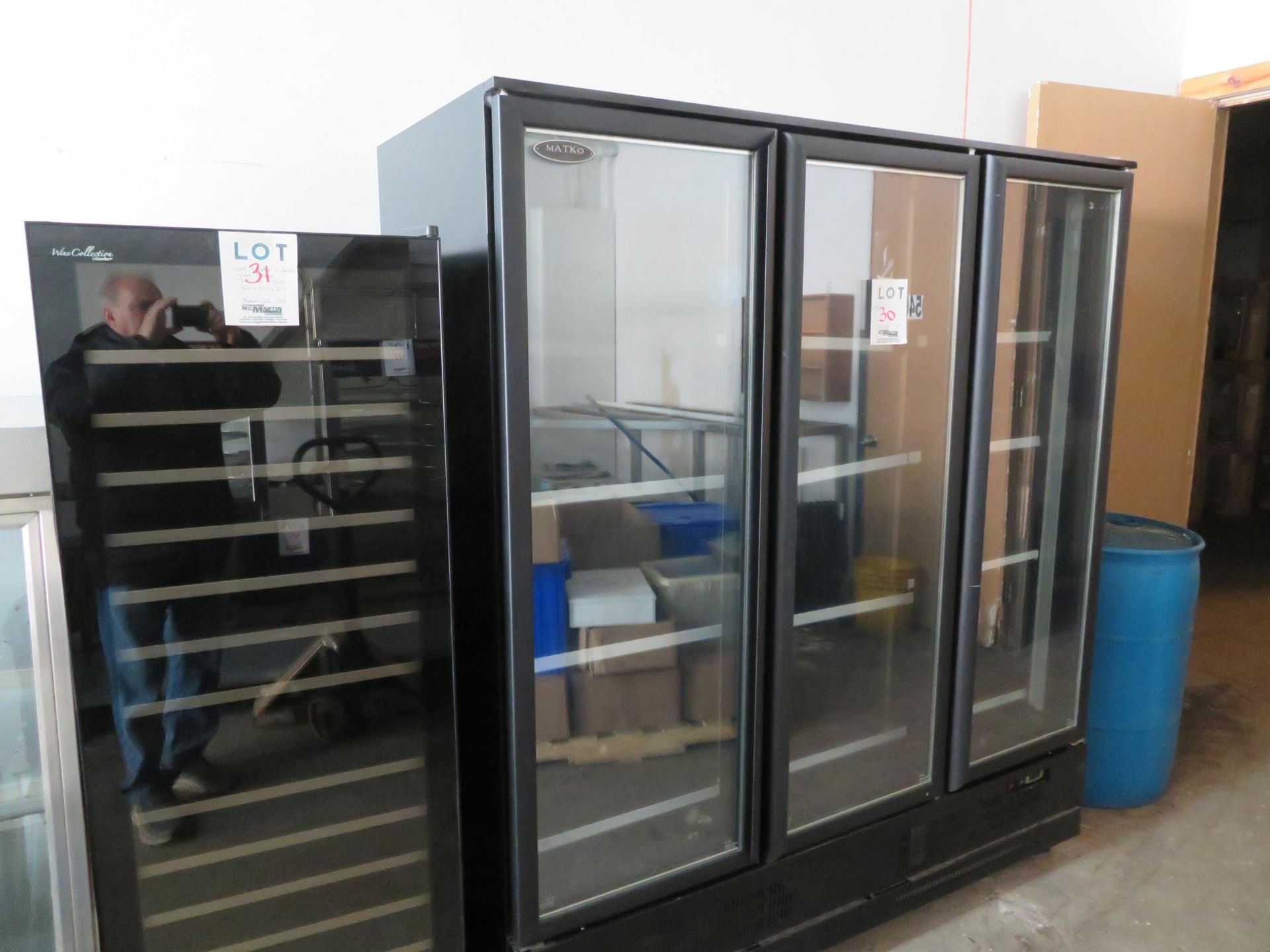 MATKO upright 3 door glass freezer on wheels, Mod # RIFX-63BF, approx. 70"w x 30"d x 79"h - Image 3 of 3