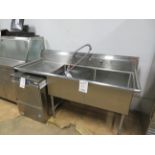 Stainless steel sink with faucet approx. 74"w x 30"d x 36"h