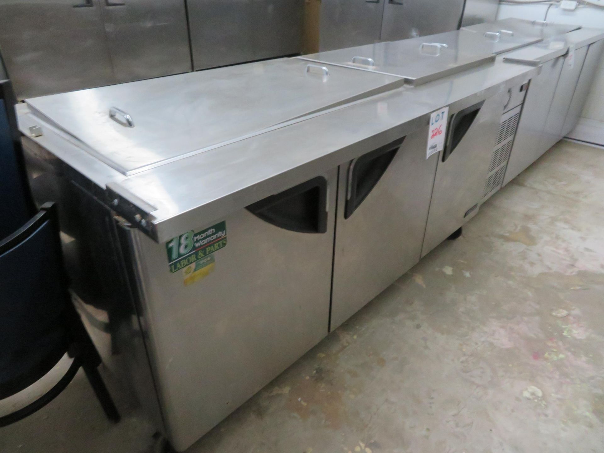 TURBO AIR 3 door stainless steel cooling unit/preparation table, Mod #TST-72SD-30, approx. 75"w x