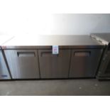 ATOSA 3 door undercounter refrigerator on wheels, Mod # MGF8404GR, approx. 72"w x 30"d x 34"h