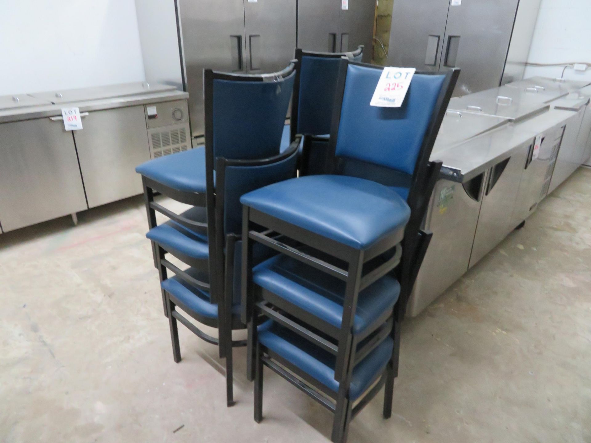 Metal dining room chairs with upholstered seats (qty 3)