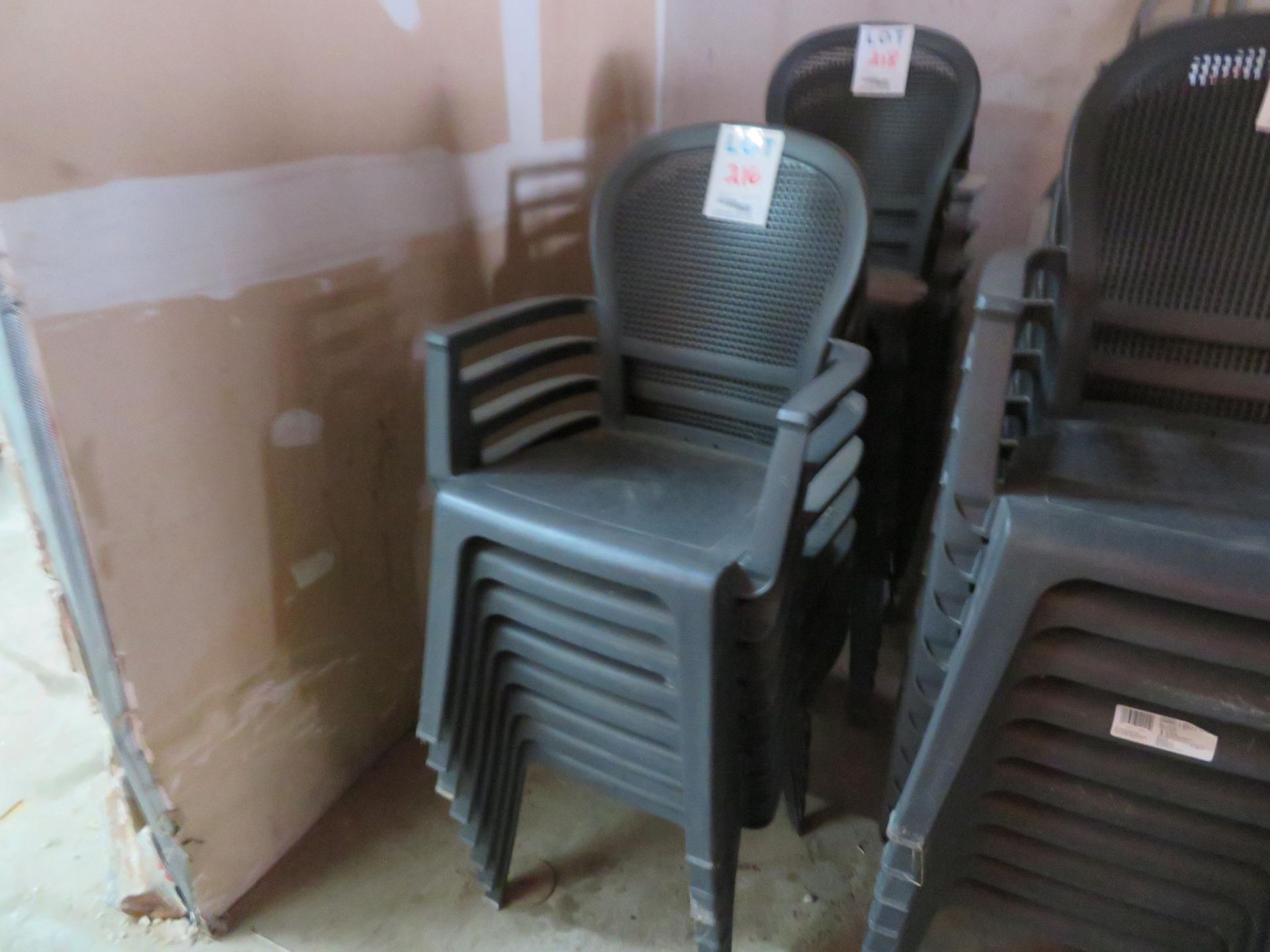 Plastic patio chairs (qty 8)