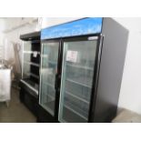 IFI 2 glass door refrigerated unit on wheels, Mod # FGH48B, approx. 53"w x 32"d x 83"h