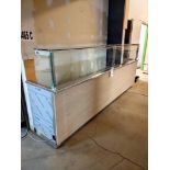 Stainless steel counter with glass approx. 11ft w x 26"d x 36"h