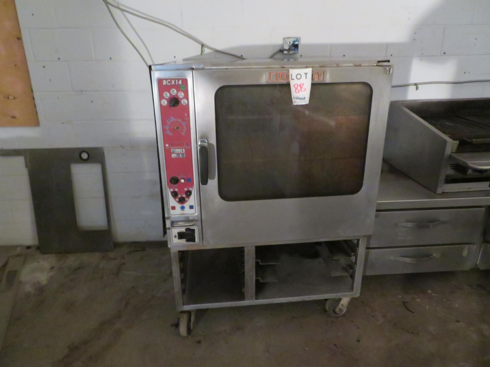 BLODGETT commercial oven with rack on wheels, Mod #BCX14 approx. 40"w x 37"d x 56"h