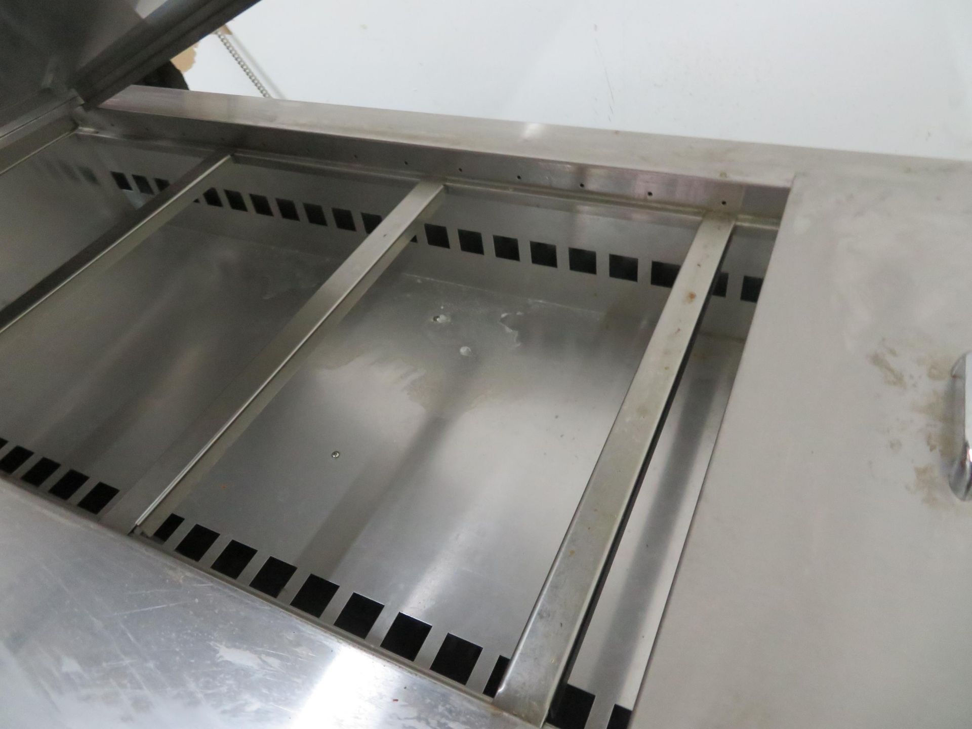 INOX FAB 3 door stainless steel refrigerated table, Mod # TSBCI-84-32 approx. 84"w x32"d x 36"h - Image 4 of 4