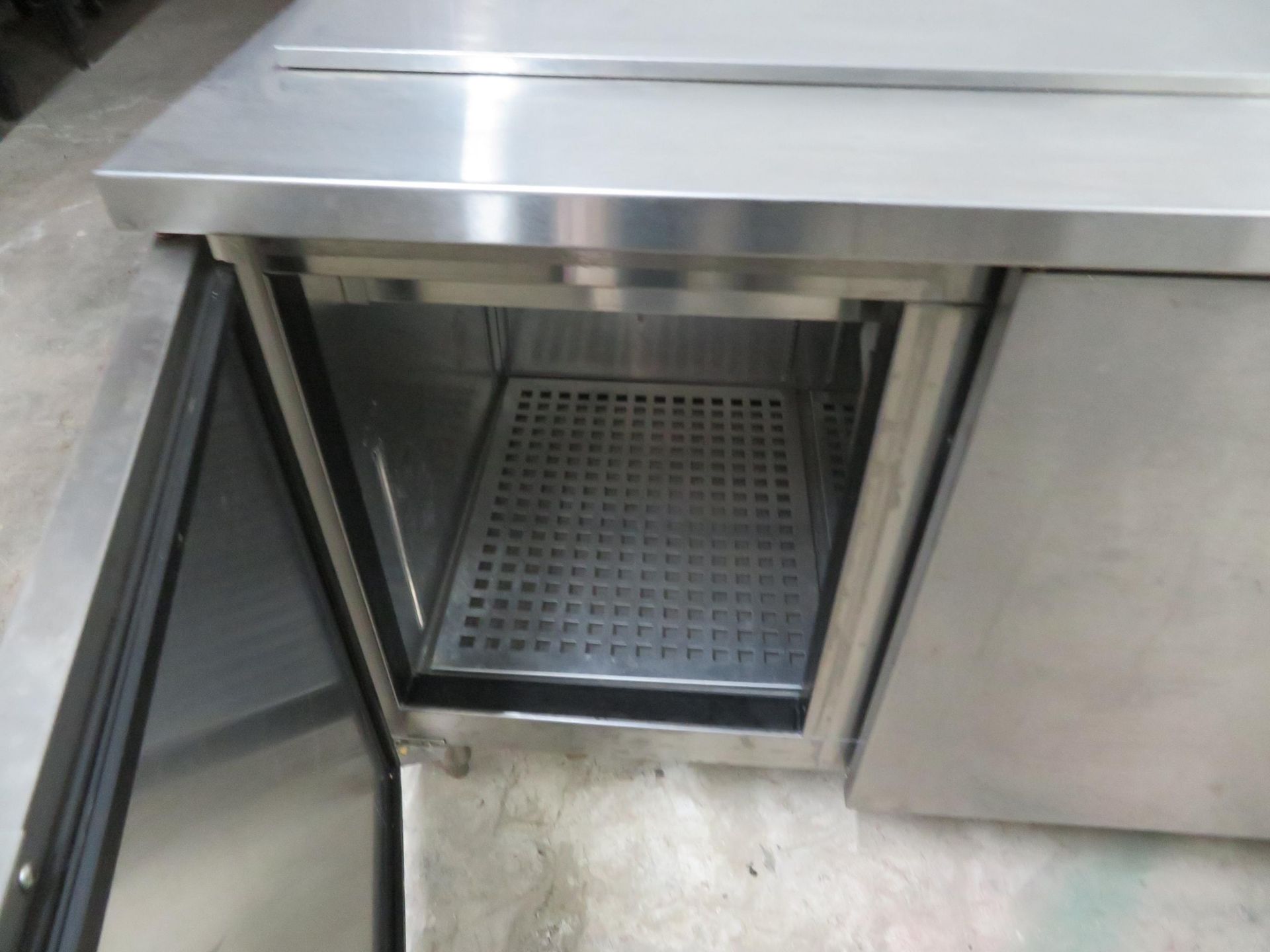 INOX FAB 3 door stainless steel refrigerated table, Mod # TSBCI-84-32 approx. 84"w x32"d x 36"h - Image 2 of 4