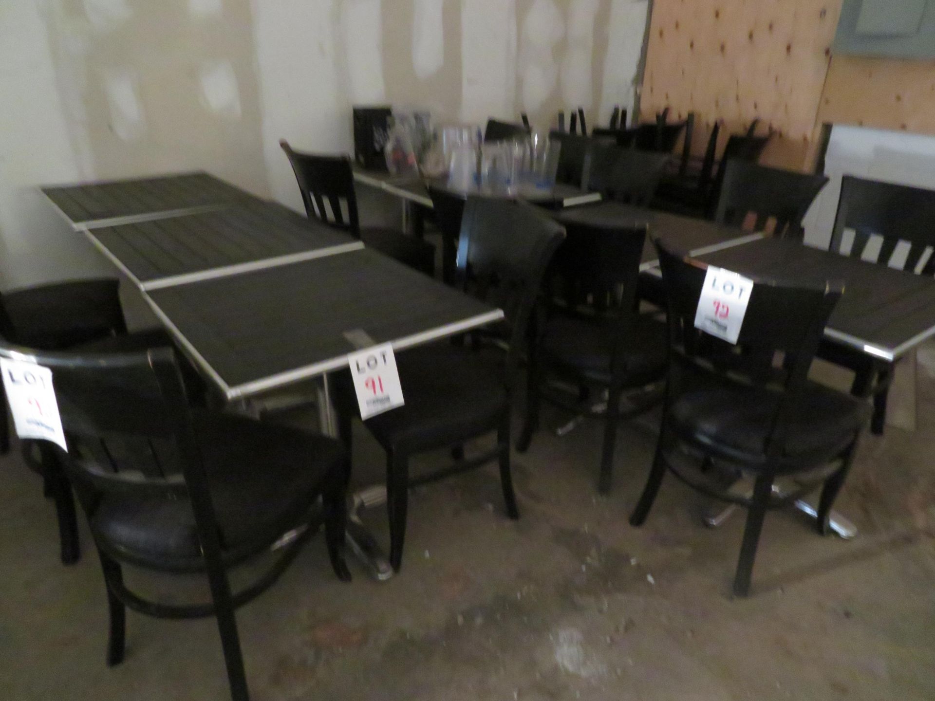 LOT including dining tables approx. 27"x27" (qty 9)