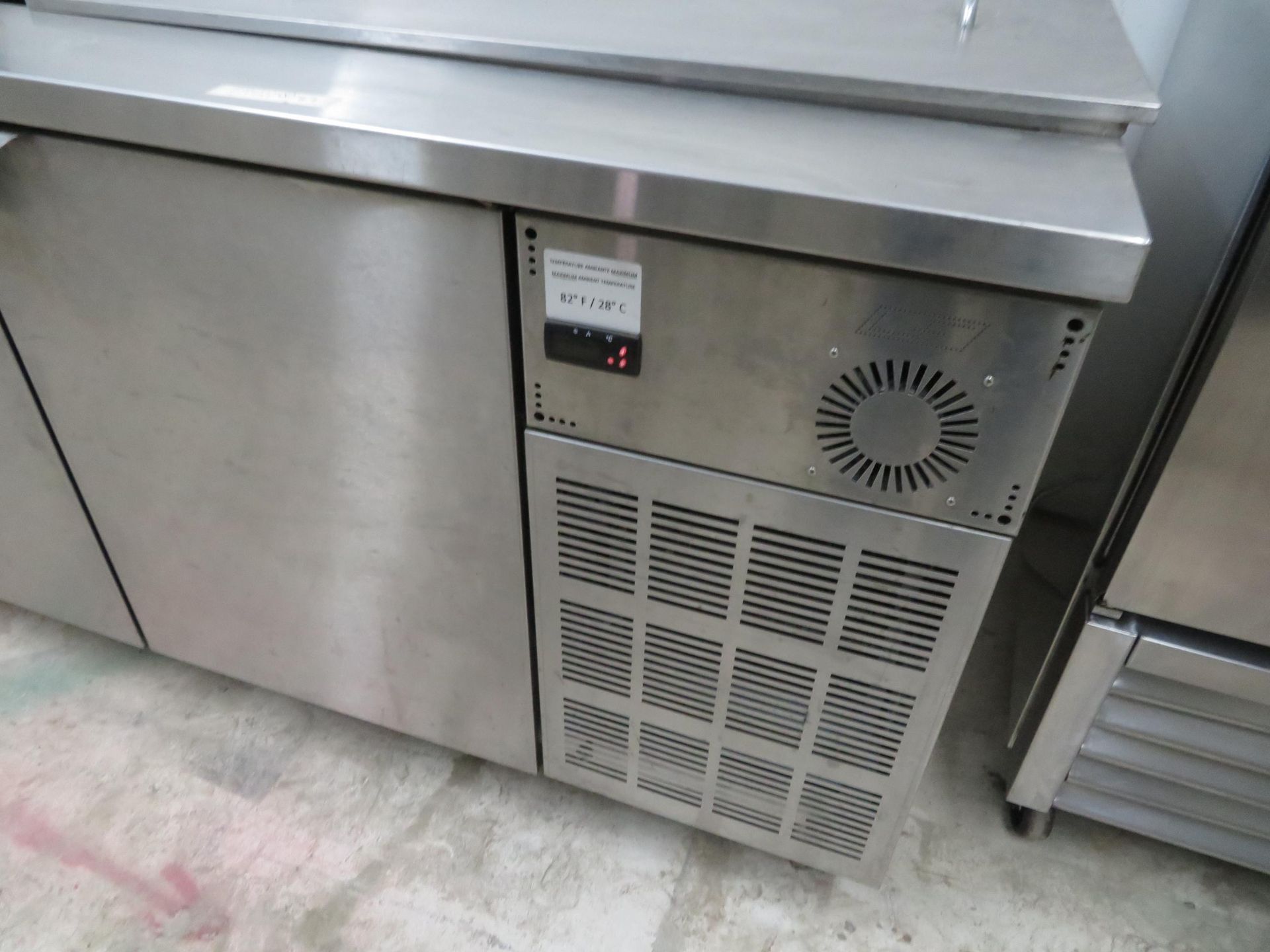 INOX FAB 3 door stainless steel refrigerated table, Mod # TSBCI-84-32 approx. 84"w x32"d x 36"h - Image 3 of 4