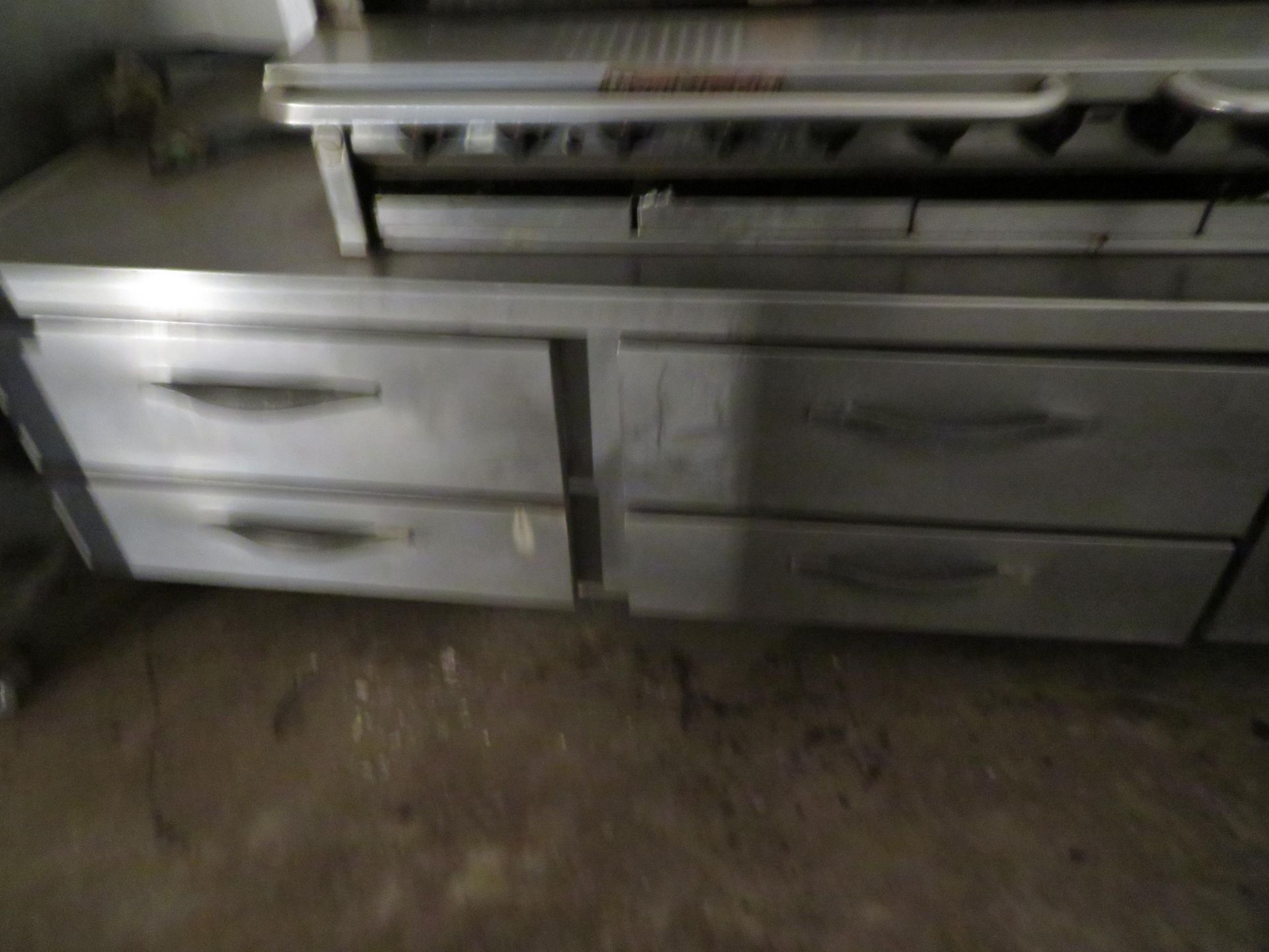 4 drawer refrigerated table/cabinet on wheels approx. 84"w x 32"d x 26"h - Image 2 of 2