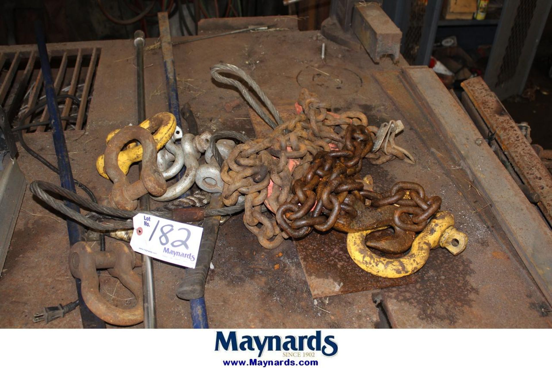 lot of chain, shackles and tools