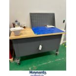 5 ft by 30" rolling wood work bench