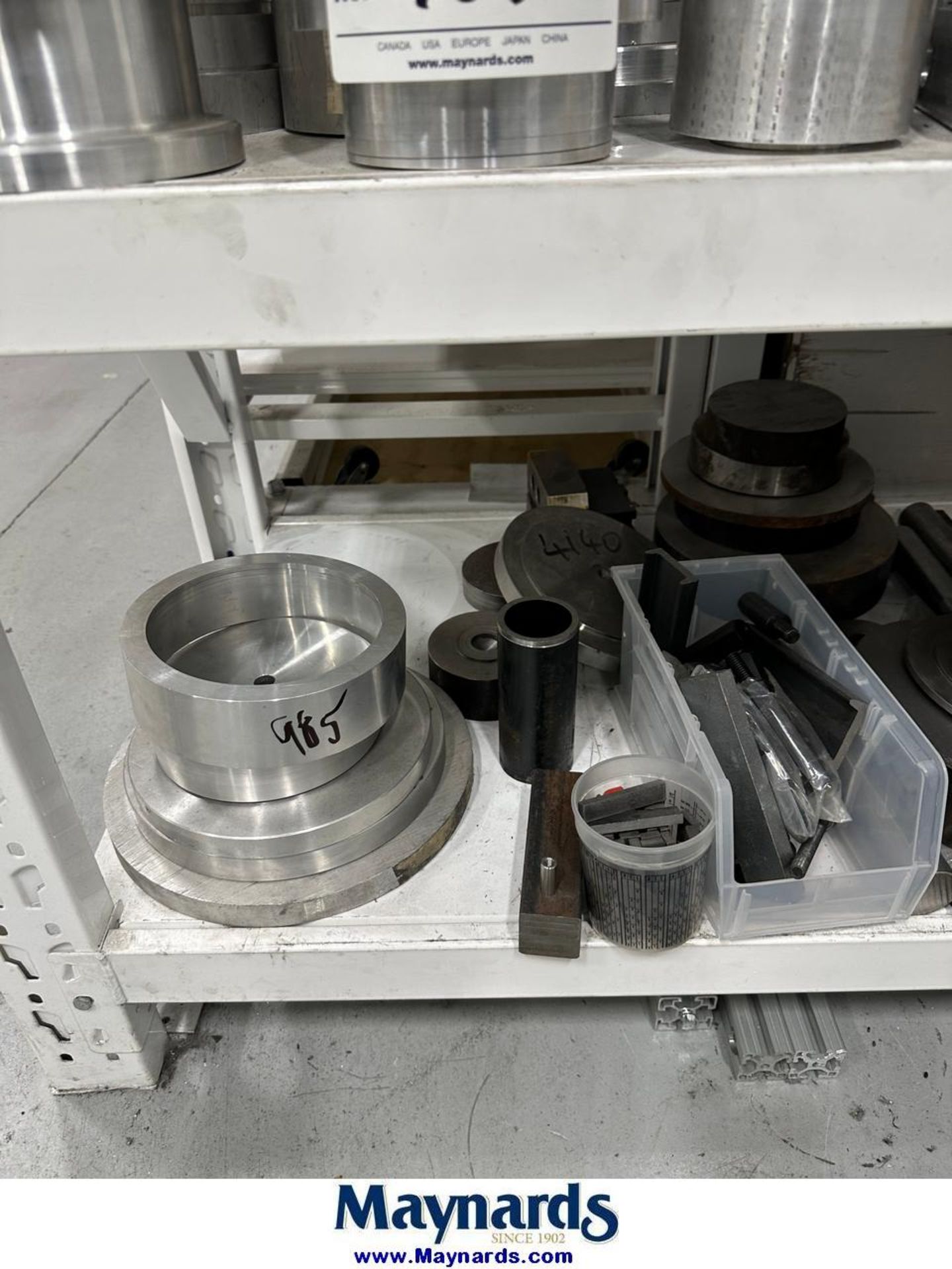 aluminum machine parts on 2 shelves - Image 4 of 6