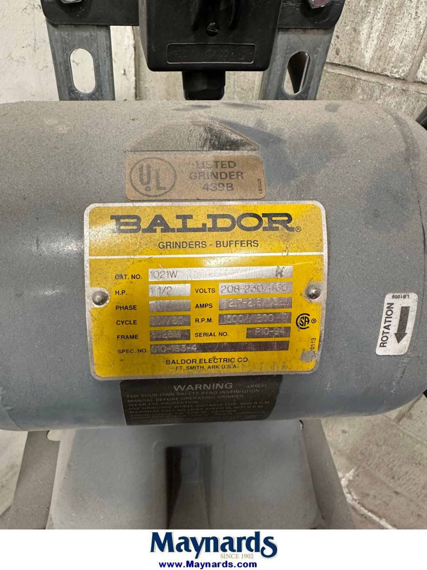 Baldor 1 1//2 hp bench grinder - Image 2 of 2