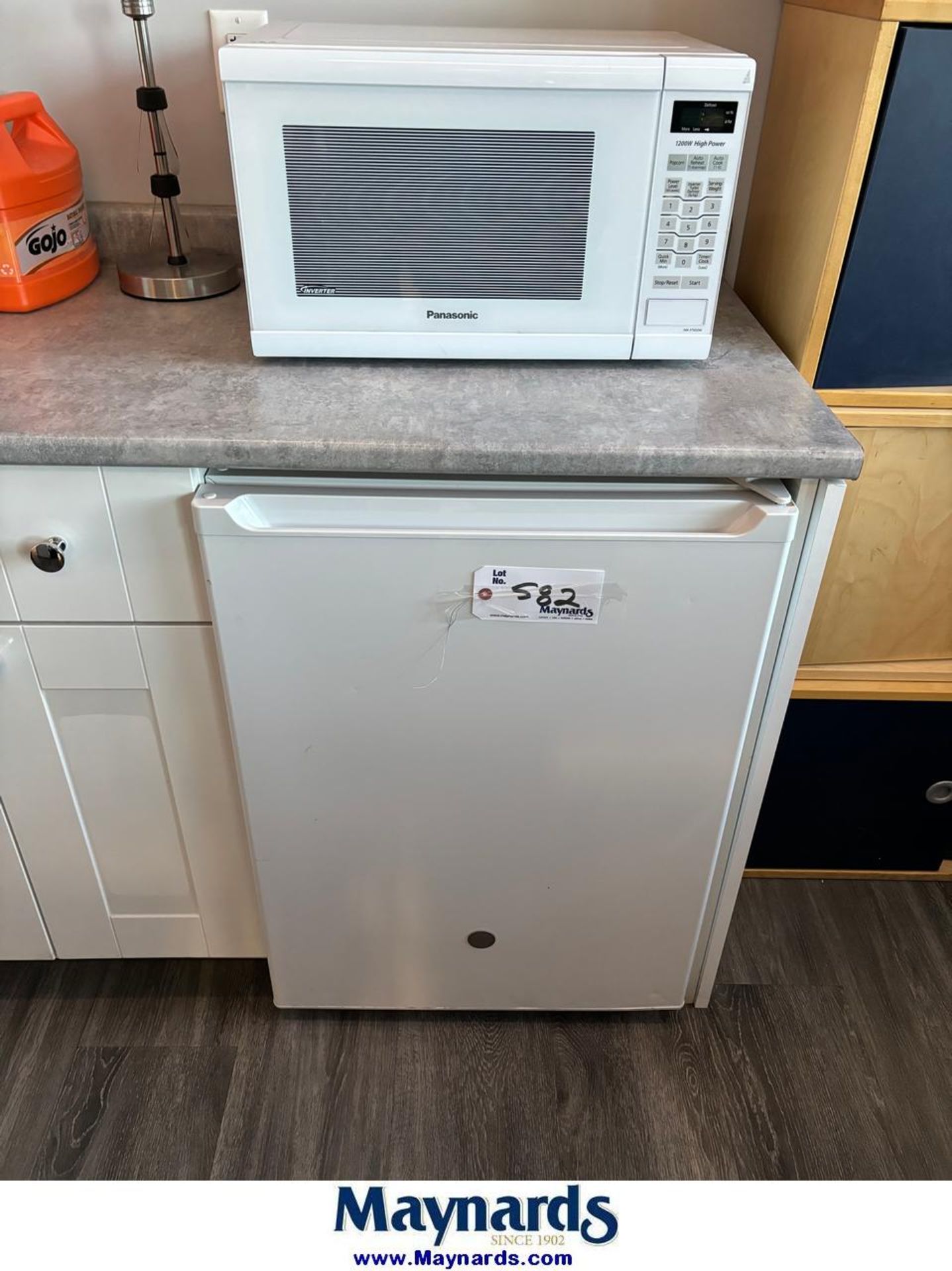 microwave, heater and contents of kitchen