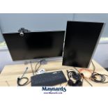2 28" HP monitors w/ table mounts