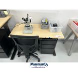 sit and stand desk w/ chair and cabinet