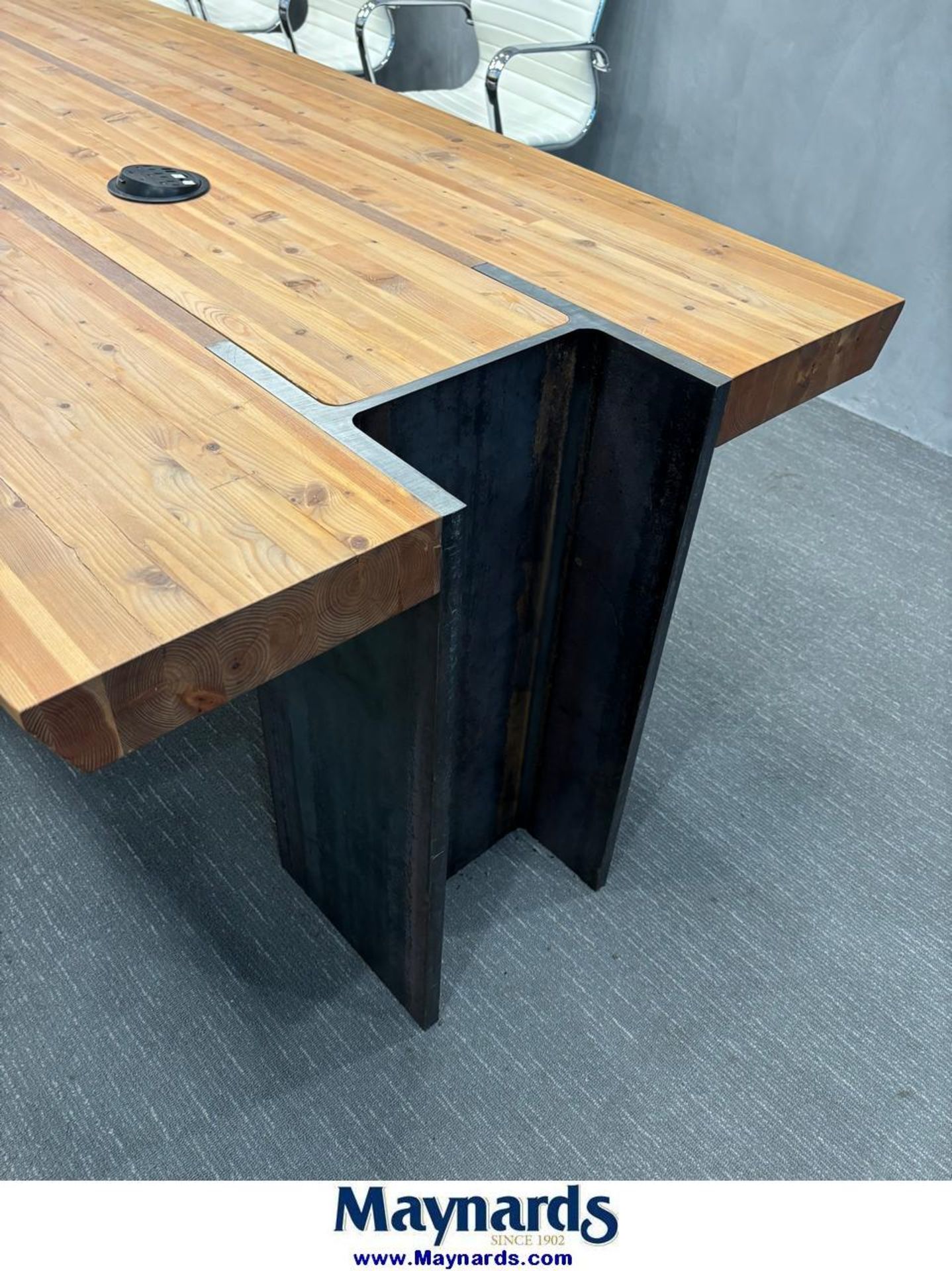 18 ft L x 40 " W custom wood boardroom table - Image 2 of 3