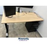 Sit to stand desk with 3 door filing cabinet
