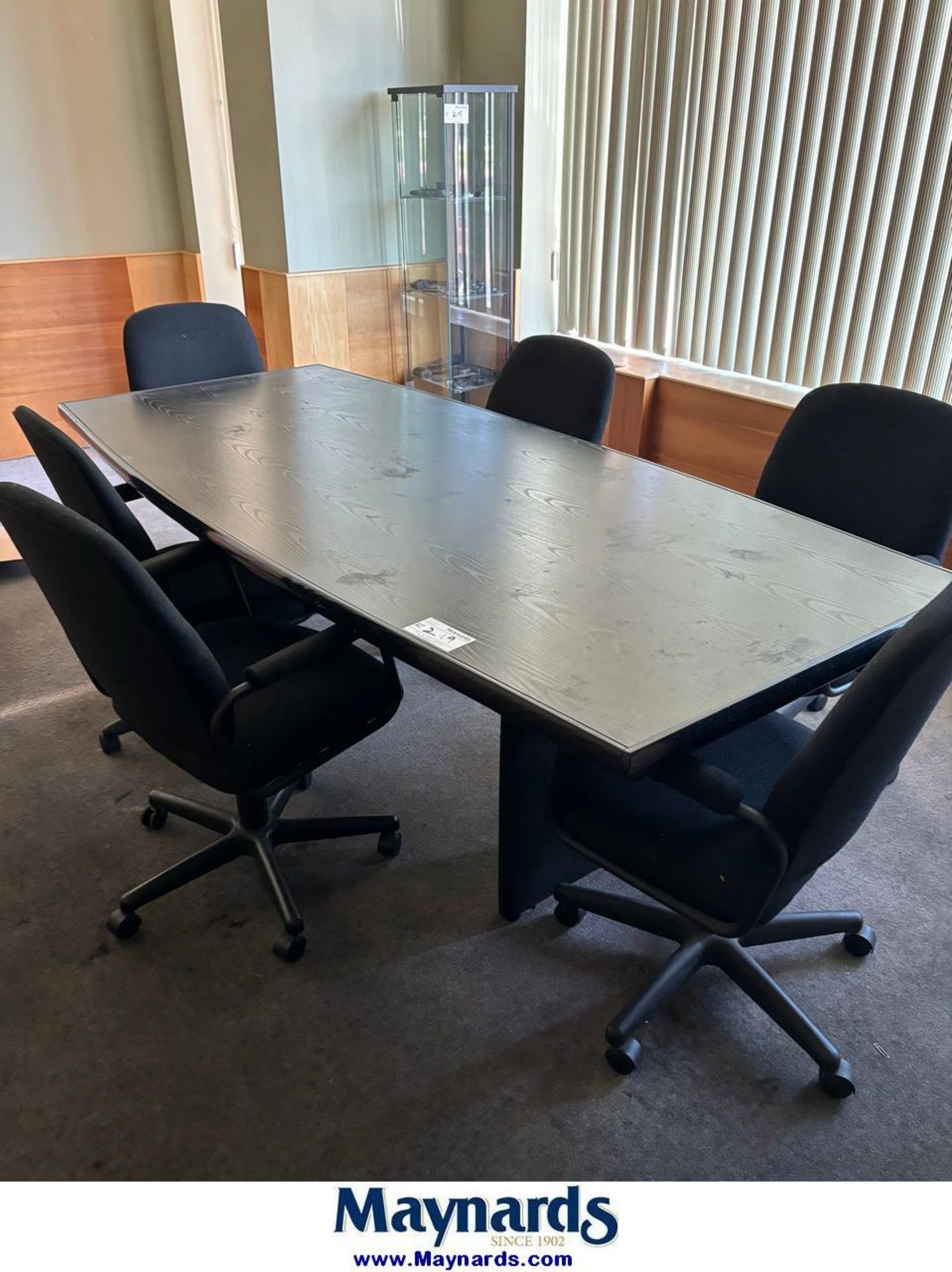 Boardroom Table with 6 Chairs, Display Case