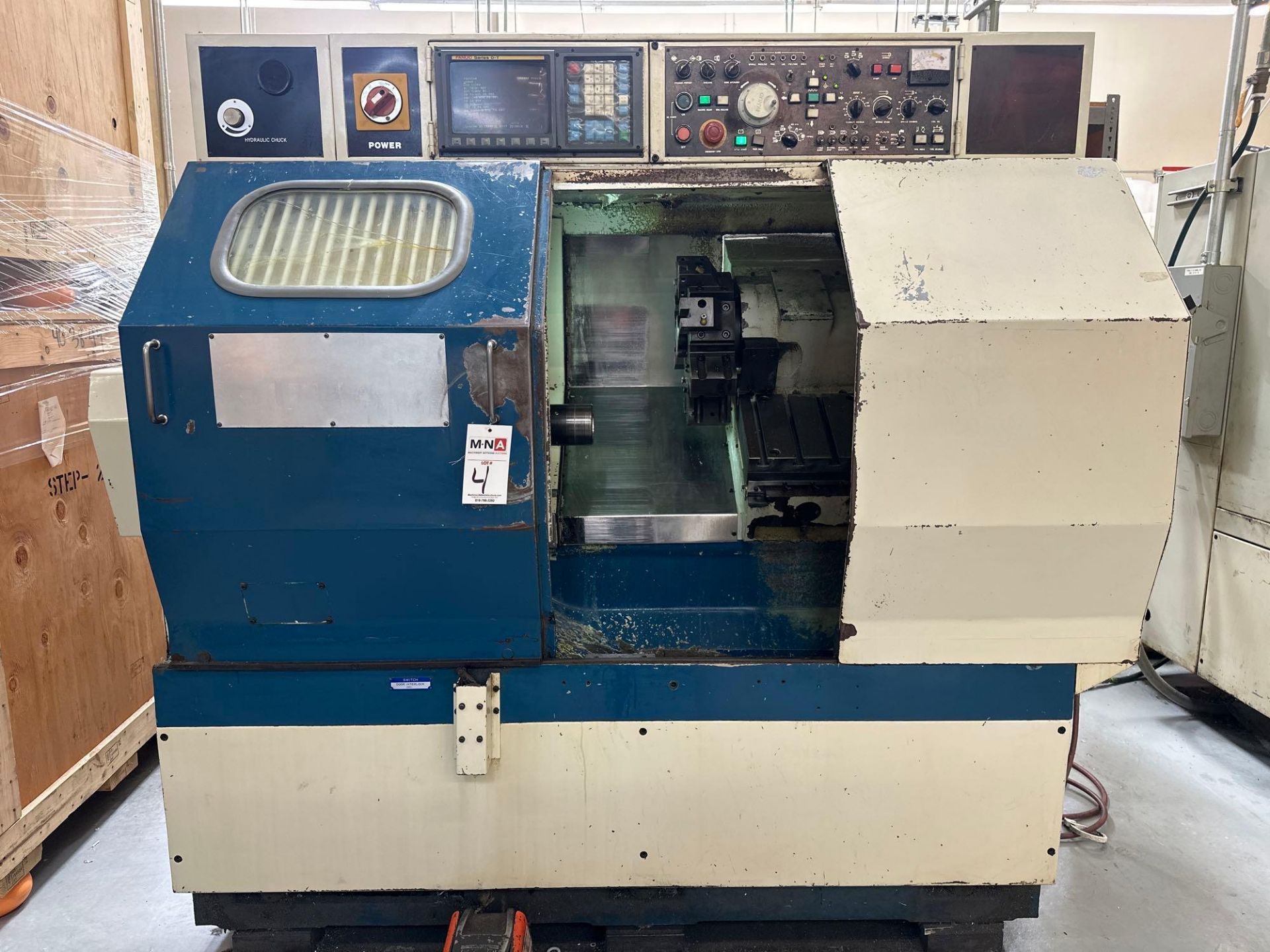 Daewoo Puma 4 CNC Lathe, Fanuc 0-T Control, 8-Station Turret, Nose Piece, s/n 450157 - Image 4 of 7