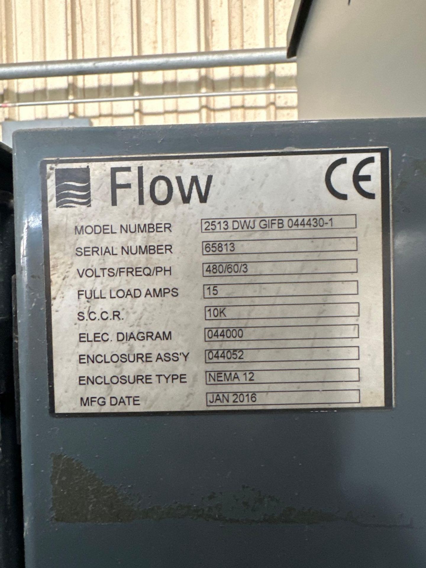 Flow Mach 3 2513B DWJ, 8’ x 4’, Dynamic Head, (2) 50 HP 94,000 PSI Intensifier Pumps, s/n S13-14209 - Image 11 of 11