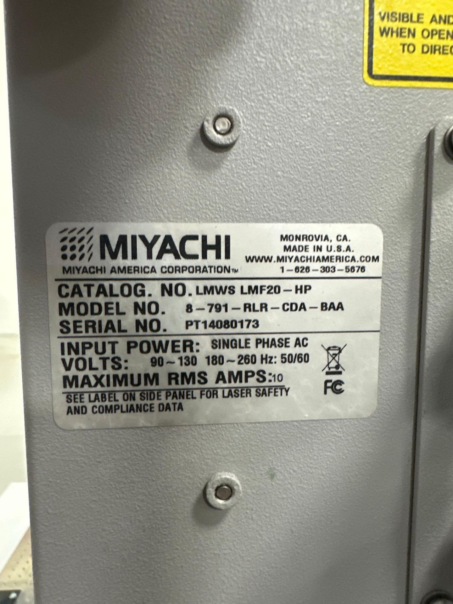 Amada Miyachi Unitek 52W Fiber Laser Marker, s/n PT14080173 *Delayed for sale in July* - Image 9 of 9