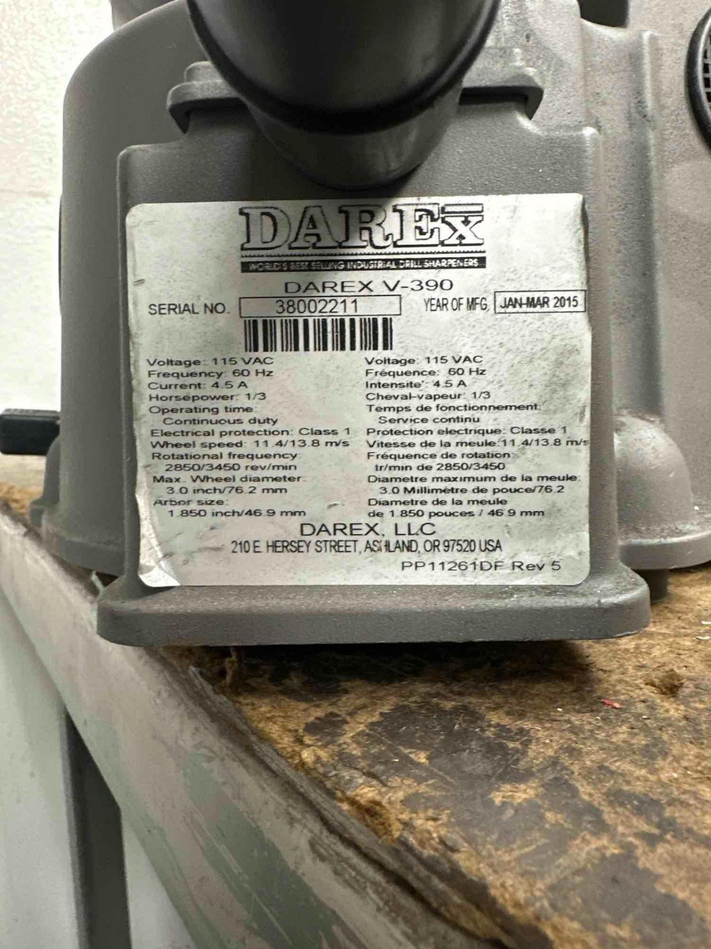 Darex V390 Drill Sharpener, s/n 38002211 - Image 6 of 6