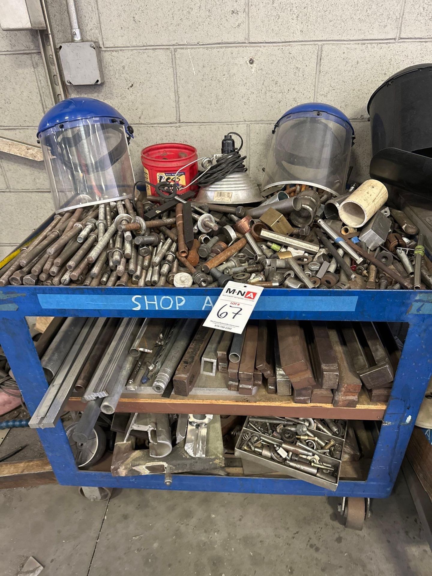 Cart w/ Miscellaneous Hardware, Welding Scrap & Organizers