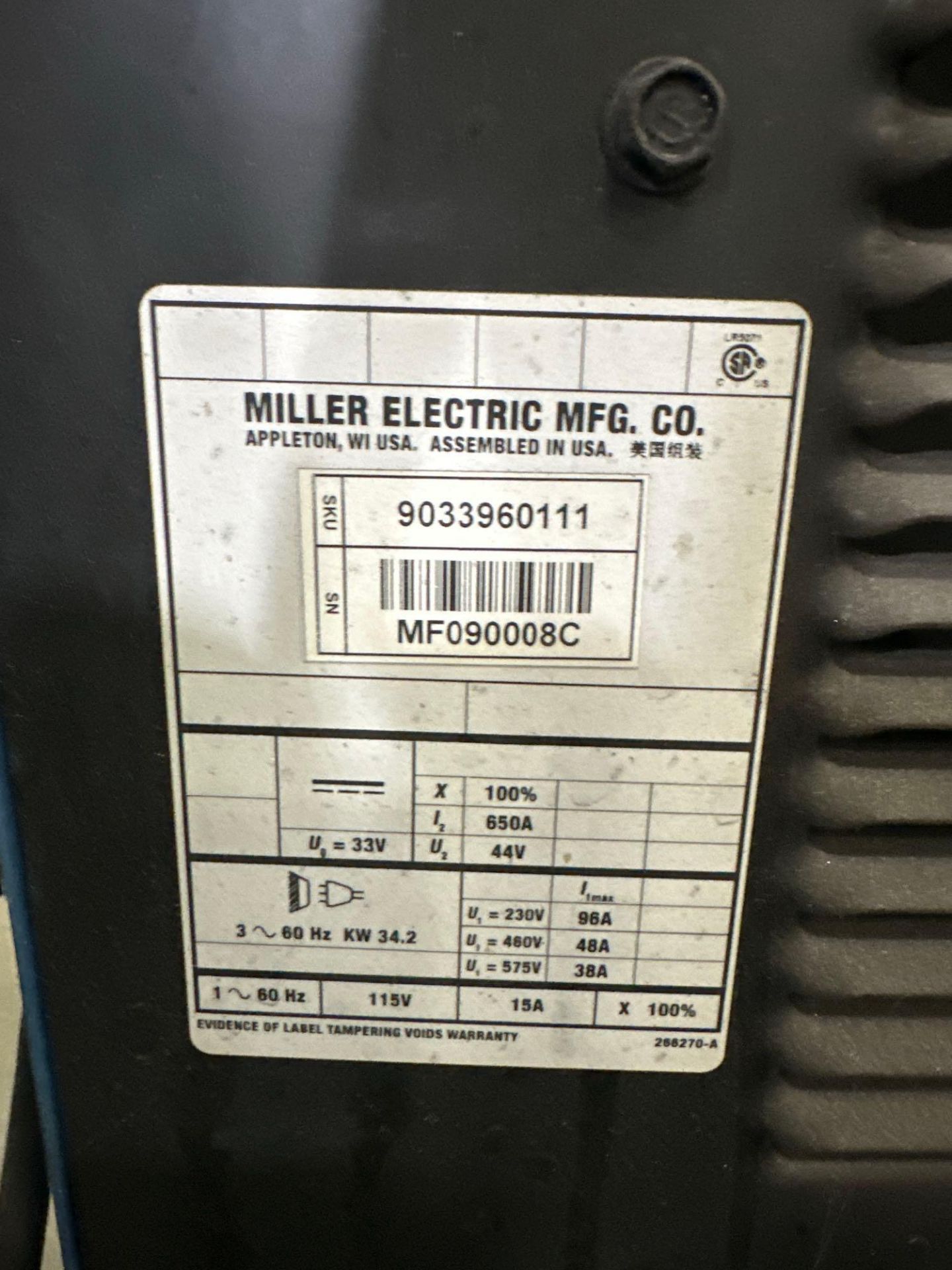 Miller Deltaweld 652 Mig Welder, 38 Volts, 450 Amps, 44 Max OCV, Includes: Miller S-74 D Wire Feeder - Image 8 of 12