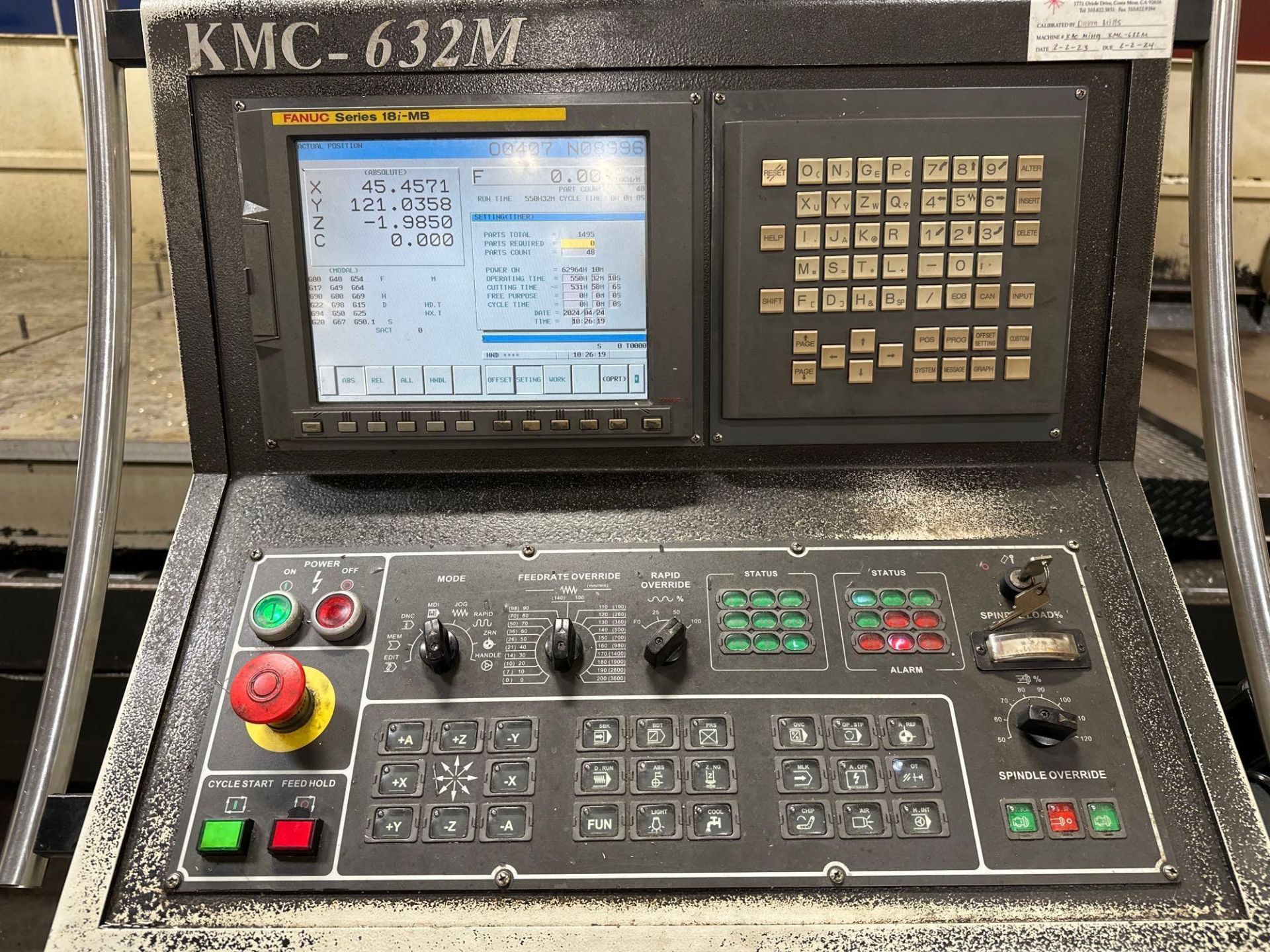 Kao Ming KMC-632M, Fanuc 18iMB, 236" x 126" x 43" travels, 106” x 128” Table, 4000 RPM, CT50, 30 ATC - Image 11 of 14