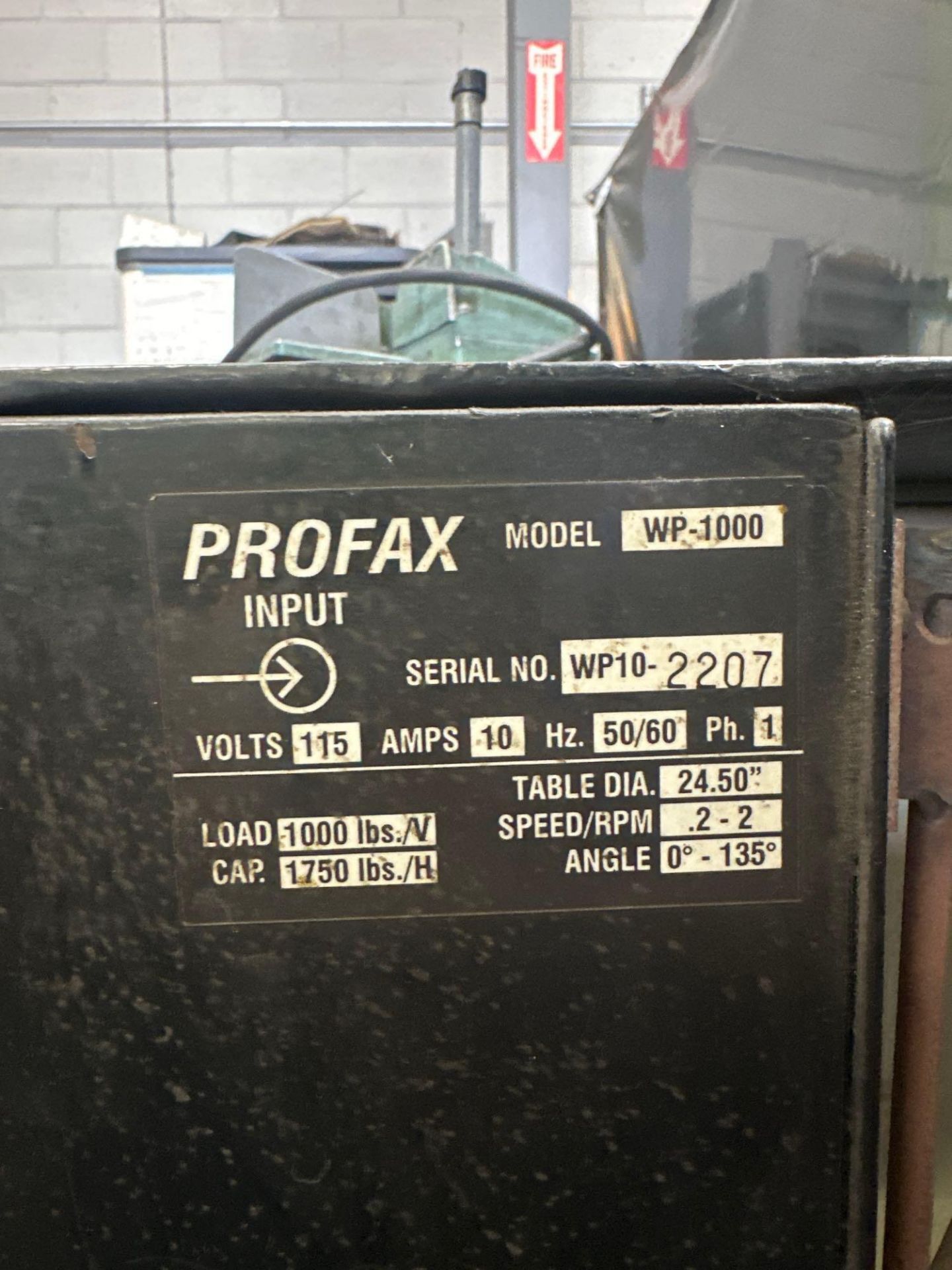 Profax WP-1000 Welding Postioner, 25.5” Table, 2 rpm, 1750lbs Cap, 0-135 Angle, 10” Chuck - Bild 8 aus 8