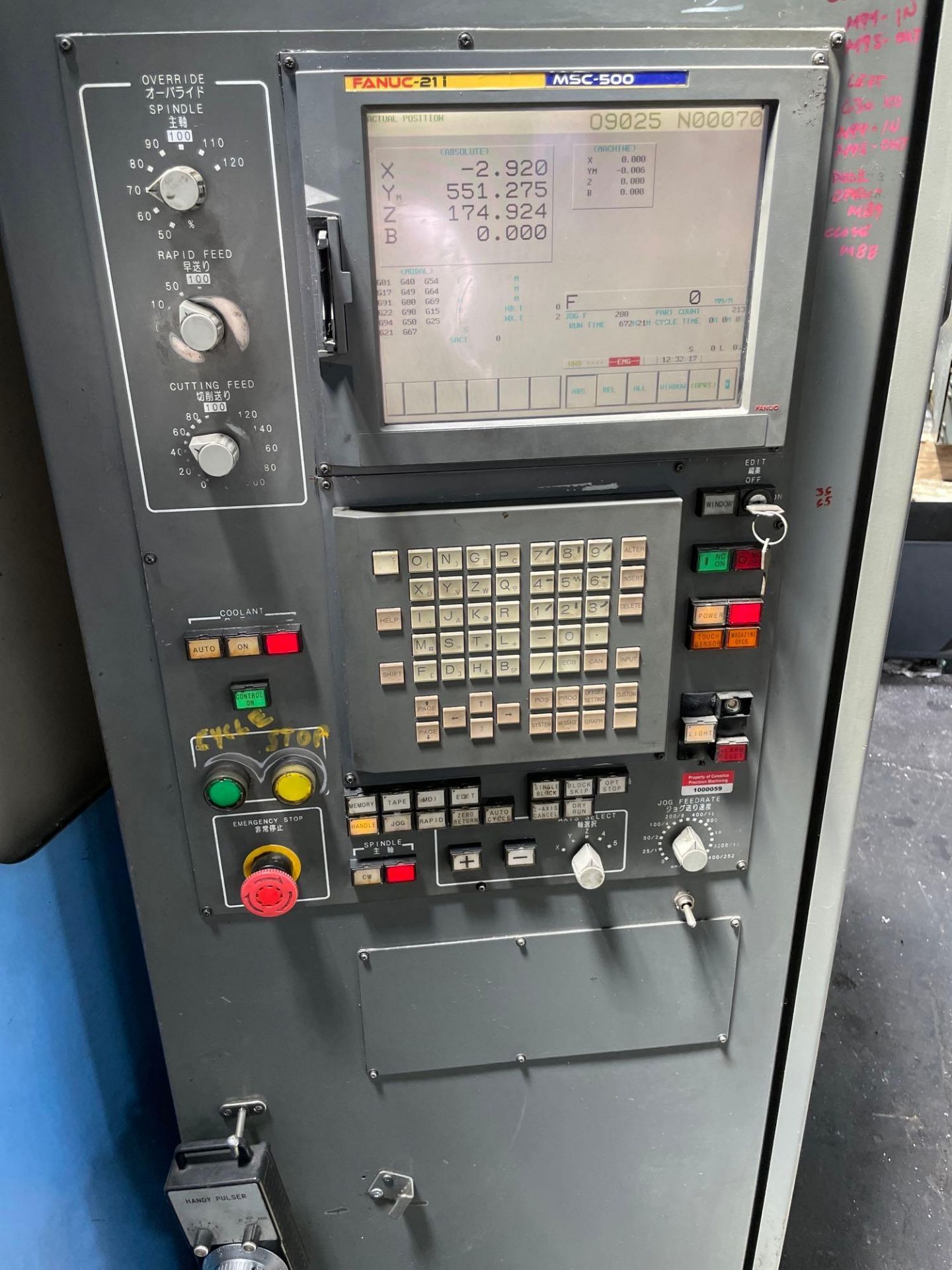 Toyoda FA1050 4 Axis, Fanuc 21i Ctrl, 41” Pallet, 120ATC, CT-50, Chip Conveyor, s/n NM8652, 1999 - Image 5 of 8