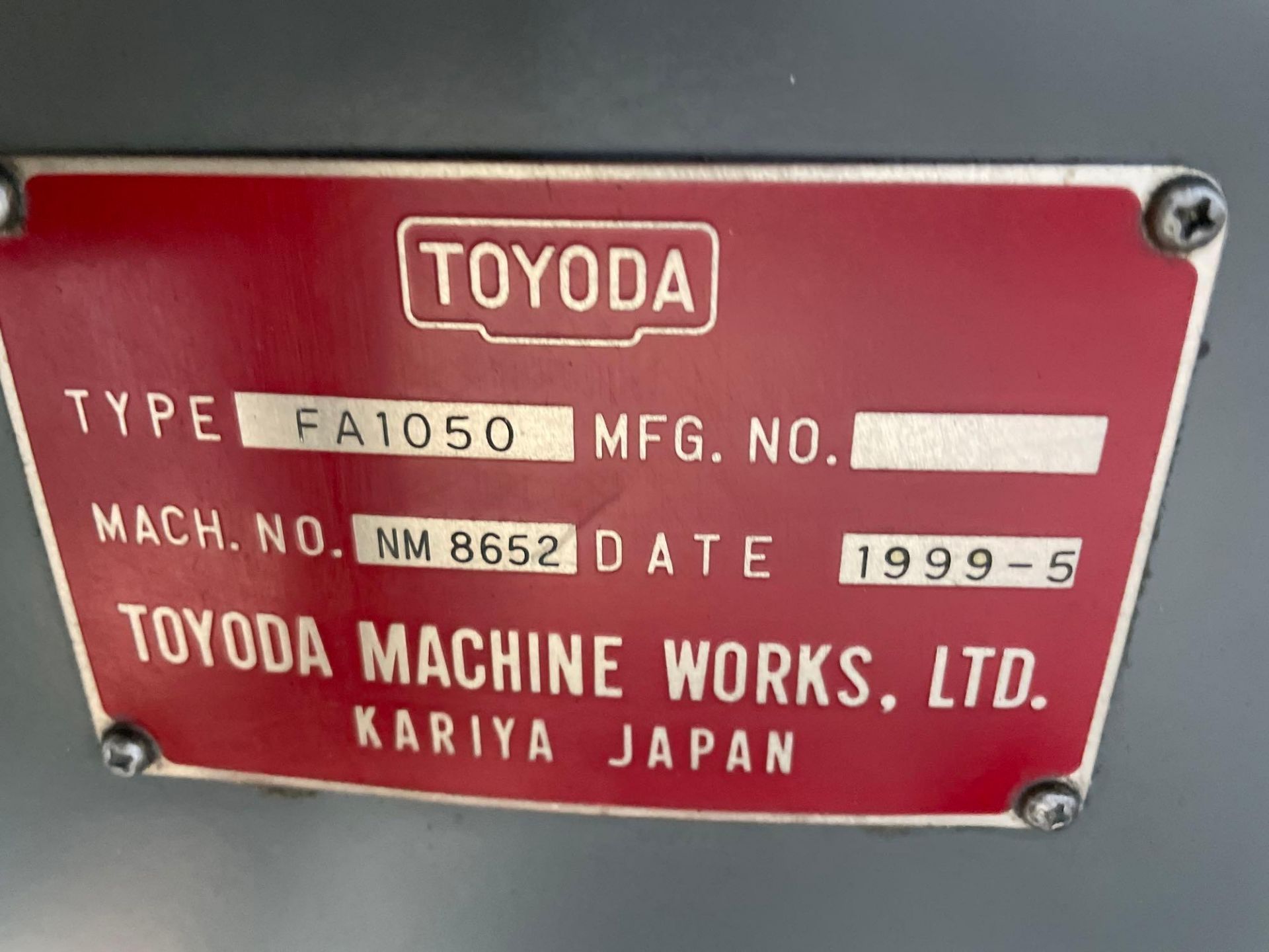 Toyoda FA1050 4 Axis, Fanuc 21i Ctrl, 41” Pallet, 120ATC, CT-50, Chip Conveyor, s/n NM8652, 1999 - Image 8 of 8
