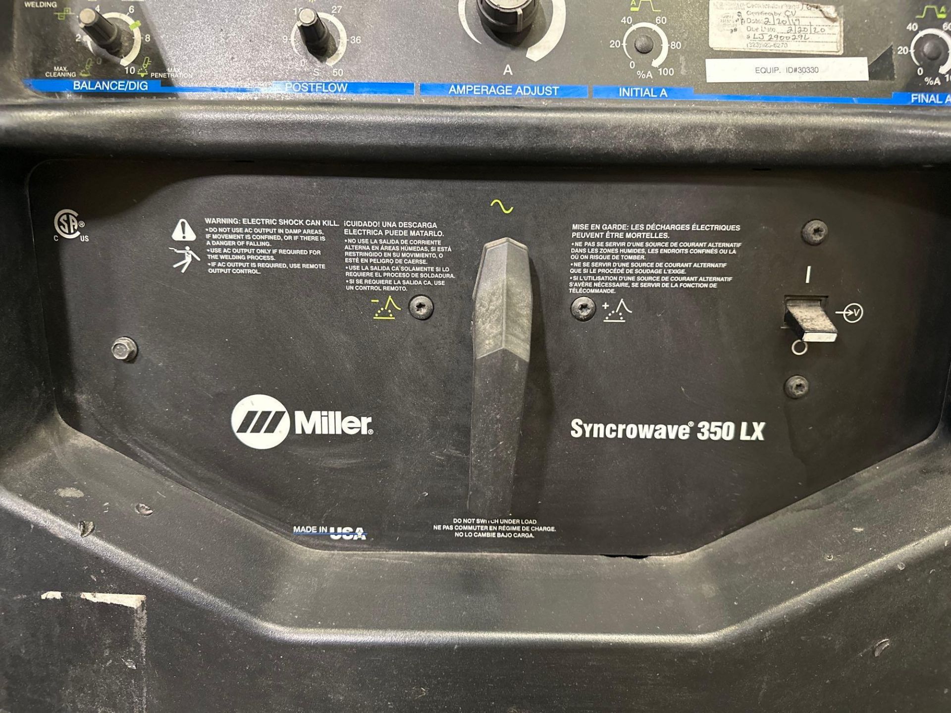 Miller Syncrowave 350LX Tig Welder, 5.9 Amps, s/n LJ290029L - Image 7 of 10