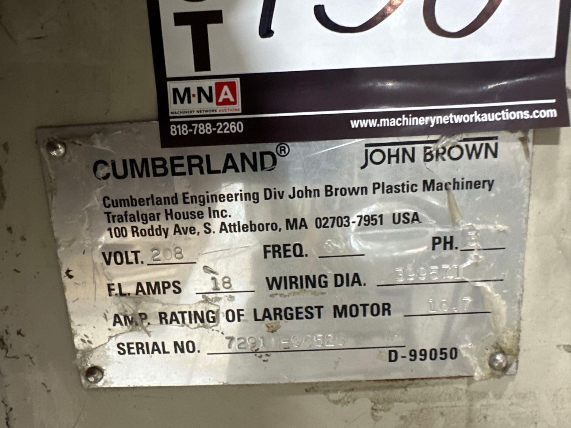 Cumberland Granulator, 208V, s/n 7291-96529 - Image 5 of 5